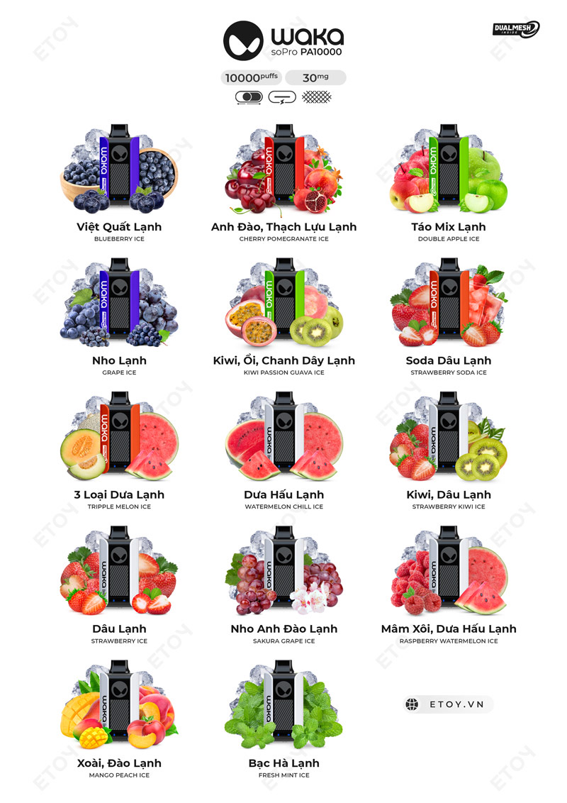 RELX Waka Sopro PA10000 Blueberry Ice - Vape Pod 1 Lần 10000 Hơi