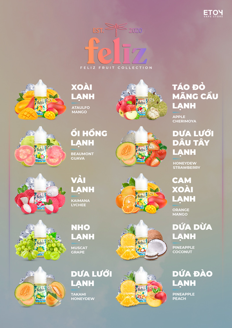 Feliz Fruit Salt Apple Cherimoya 30ml - Tinh Dầu Vape Mỹ