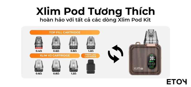 Hệ Thống Pod và Lựa Chọn Coil Oxva Xlim SQ Pro Pod Kit Tùy Chọn Màu Sắc