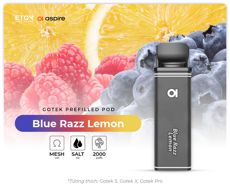 Pod Dầu Aspire Gotek Blue Razz Lemon Chính Hãng