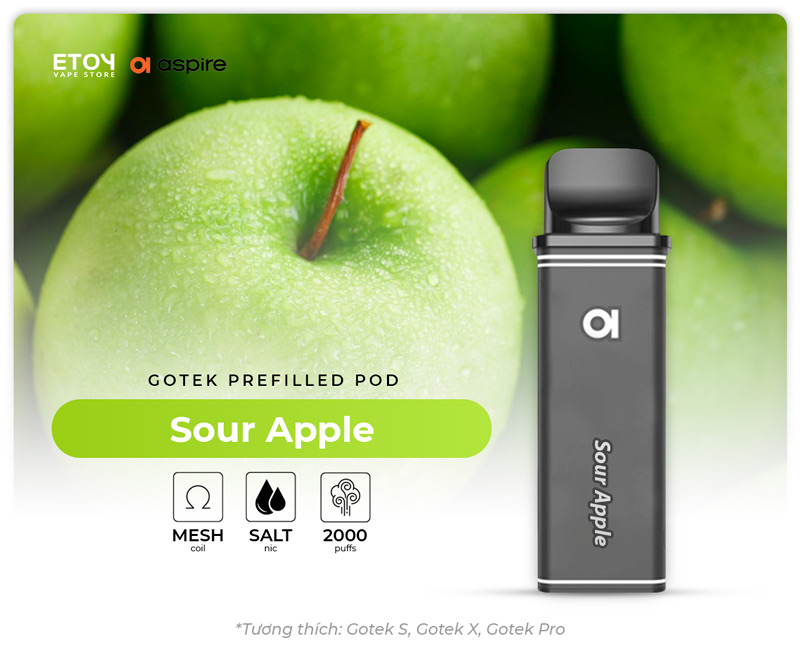 Pod Dầu Aspire Gotek Sour Apple Chính Hãng