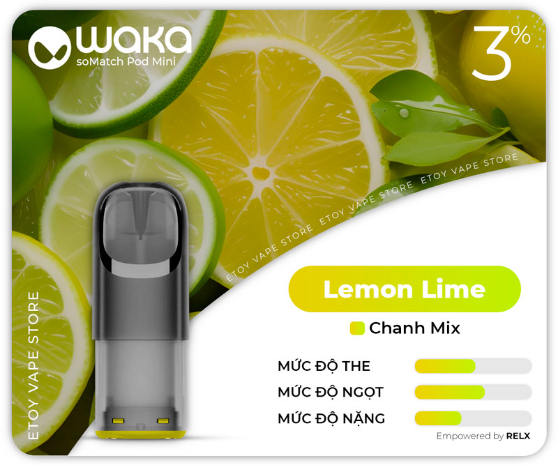 Pod Dầu RELX Waka Somatch Pod Mini Lemon Lime 600 Hơi Chính Hãng