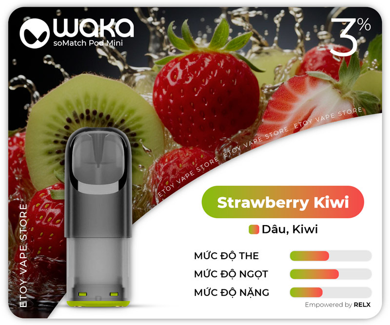 Pod Dầu RELX Waka Somatch Pod Mini Strawberry Kiwi 600 Hơi Chính Hãng