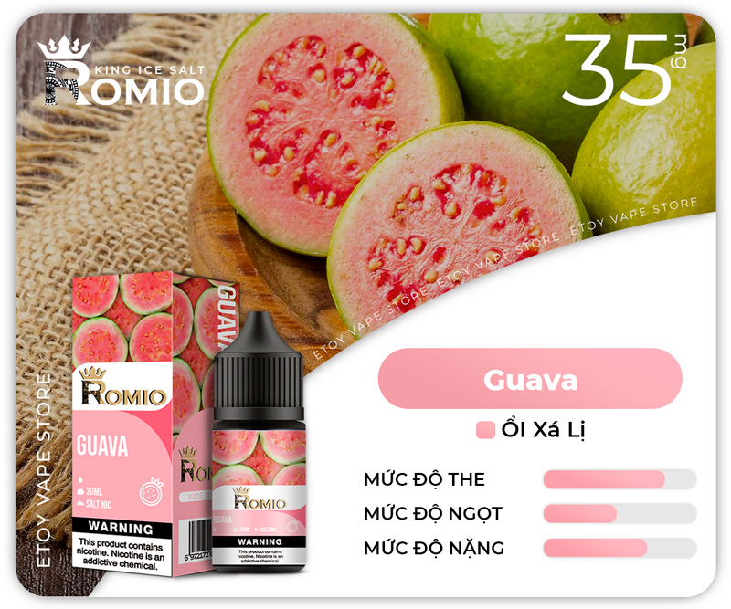 Romio King Pro Ice Salt Guava 30ml - Tinh Dầu Vape Pod Chính Hãng