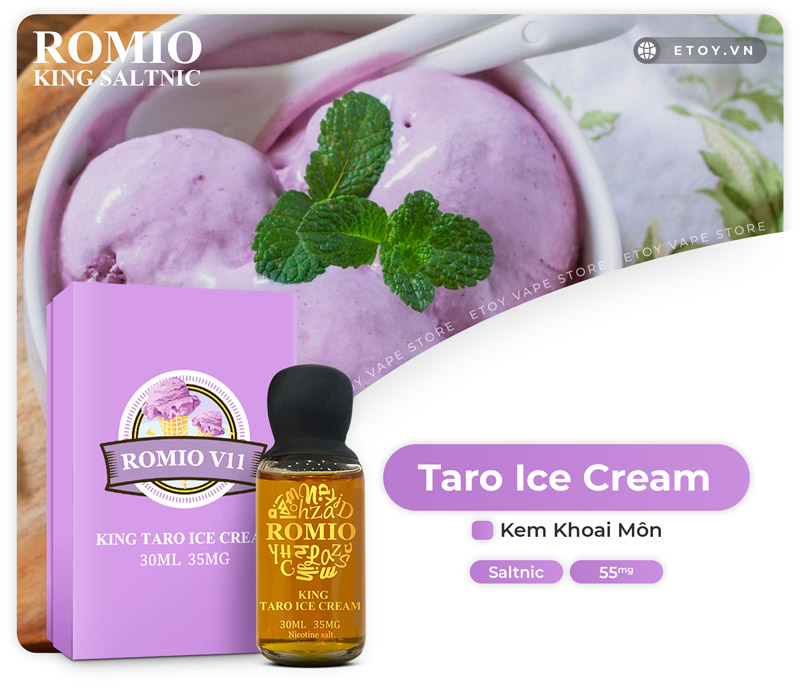 Thông số Romio Salt V11 King Taro Ice Cream 30ml - Tinh Dầu Vape Pod Chính Hãng