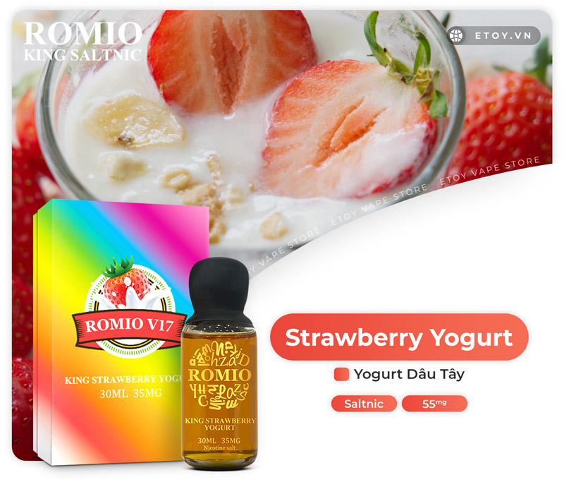 Thông số Romio Salt V17 King Strawberry Yogurt 30ml - Tinh Dầu Vape Pod Chính Hãng