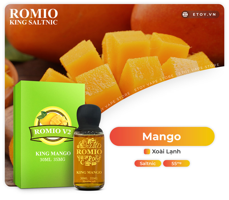 Thông số Romio Salt V2 King Mango 30ml - Tinh Dầu Vape Pod Chính Hãng