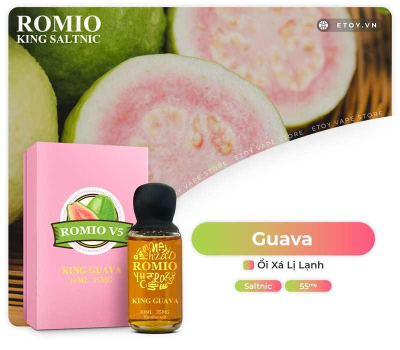 Thông số Romio Salt V5 King Guava 30ml - Tinh Dầu Vape Pod Chính Hãng