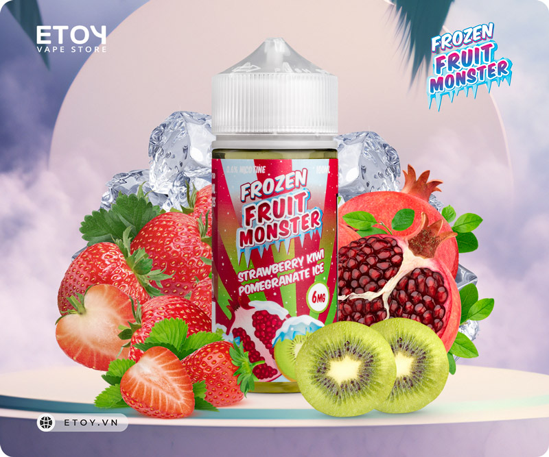 Frozen Fruit Monster Strawberry Kiwi Pomegranate Ice 100ml - Tinh Dầu Vape Pod Chính Hãng