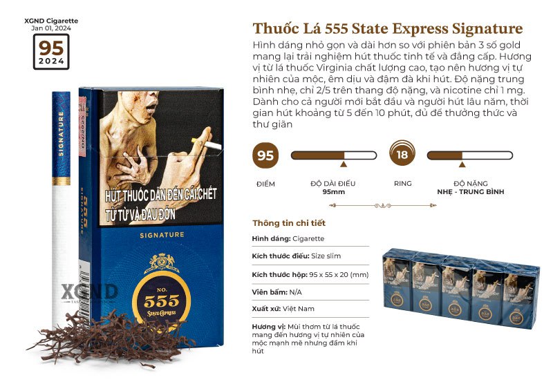 555 State Express Signature - Thuốc Lá 555 Xanh Dài Chính Hãng