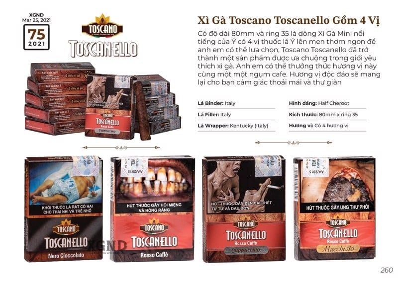 Cigar Toscano Toscanello Rosso Caffe Cappuccino - Xì Gà Mini Ý Chính Hãng