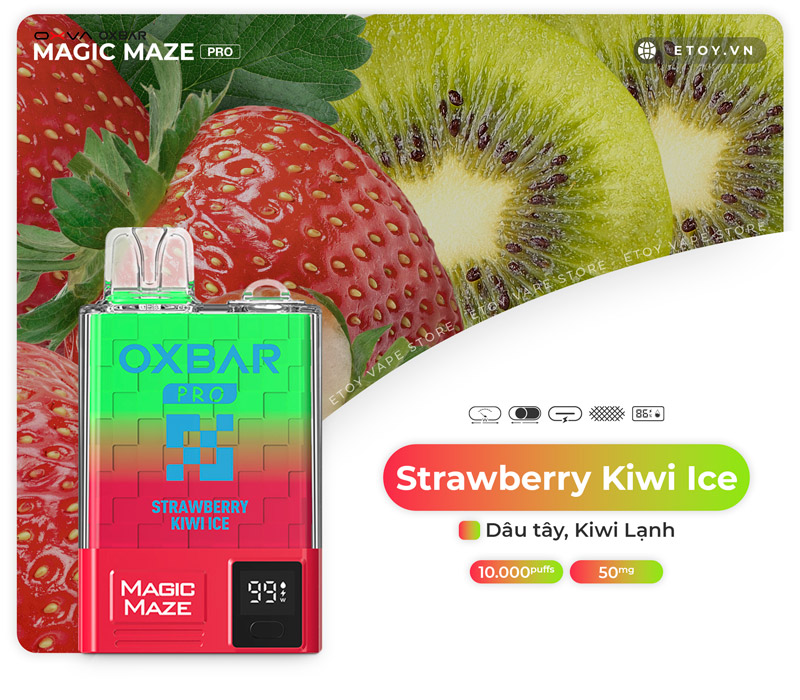 Oxva Oxbar Magic Maze Pro Strawberry Kiwi Ice - Vape Pod Dùng 1 Lần 10000 Hơi