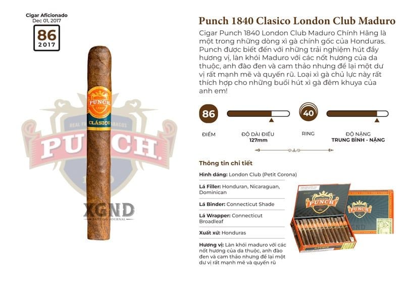 Xì Gà Punch 1840 Clasico London Club Maduro - Cigar Chính Hãng