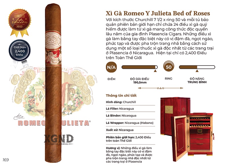 Tủ Bảo Quản Xì Gà Romeo Y Julieta Bed Of Roses Humidor Chính Hãng