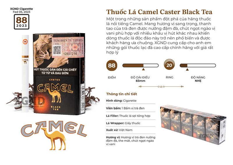 Camel Caster Black Tea - Thuốc Lá Bấm Camel Vị Trà Đen