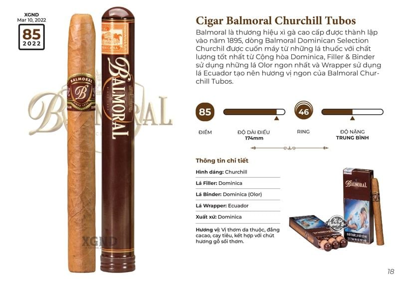 Xì Gà Balmoral Churchill Tubos - Cigar Dominica Chính Hãng