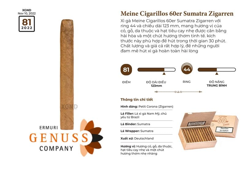 Xì Gà Meine Cigarillos 60er Sumatra Zigarren - Cigar Chính Hãng