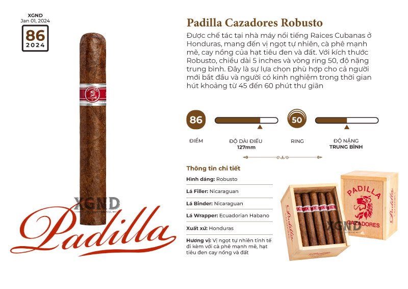 Xì Gà Padilla Cazadores Robusto - Cigar Chính Hãng