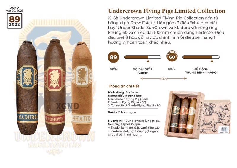 Xì Gà Undercrown Limited Flying Pig Collection Chính Hãng Hộp 3 Điếu