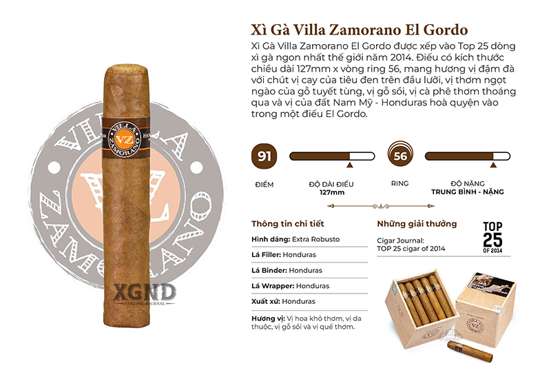 Xì Gà Villa Zamorano El Gordo - Cigar Honduras Chính Hãng