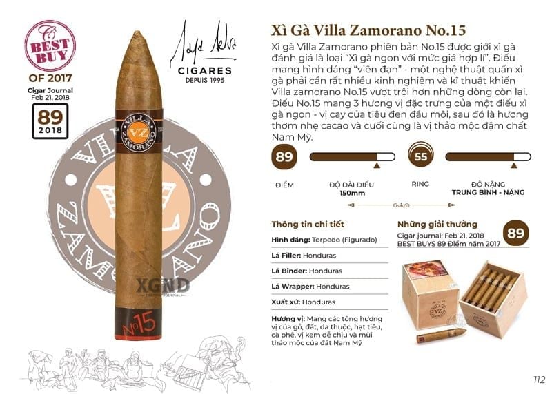 Xì Gà Villa Zamorano No 15 - Cigar Honduras Chính Hãng