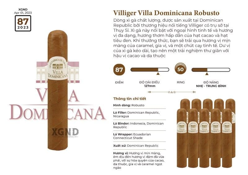 Xì Gà Villiger Villa Dominicana Robusto - Cigar Chính Hãng