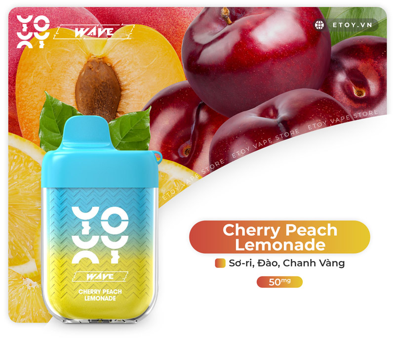 Yoxy Wave Cherry Peach Lemonade - Vape Pod 1 Lần 9000 Hơi