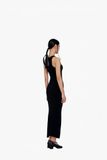 LONG DRAPED WAIST DRESS IN VISCOSE