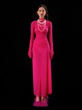 ĐẦM DÀI THUN LƯỚI SLIMFIT RUBINE RED PISCES