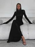 ĐẦM DÀI THUN LƯỚI SLIMFIT BLACK PISCES