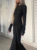 ĐẦM DÀI THUN LƯỚI SLIMFIT BLACK PISCES