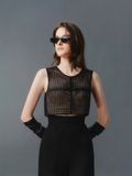 ÁO CROPTOP REN STRAING BLACK WAFFLE