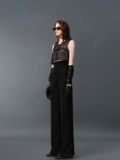ÁO CROPTOP REN STRAING BLACK WAFFLE