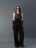 ÁO CROPTOP REN STRAING BLACK WAFFLE