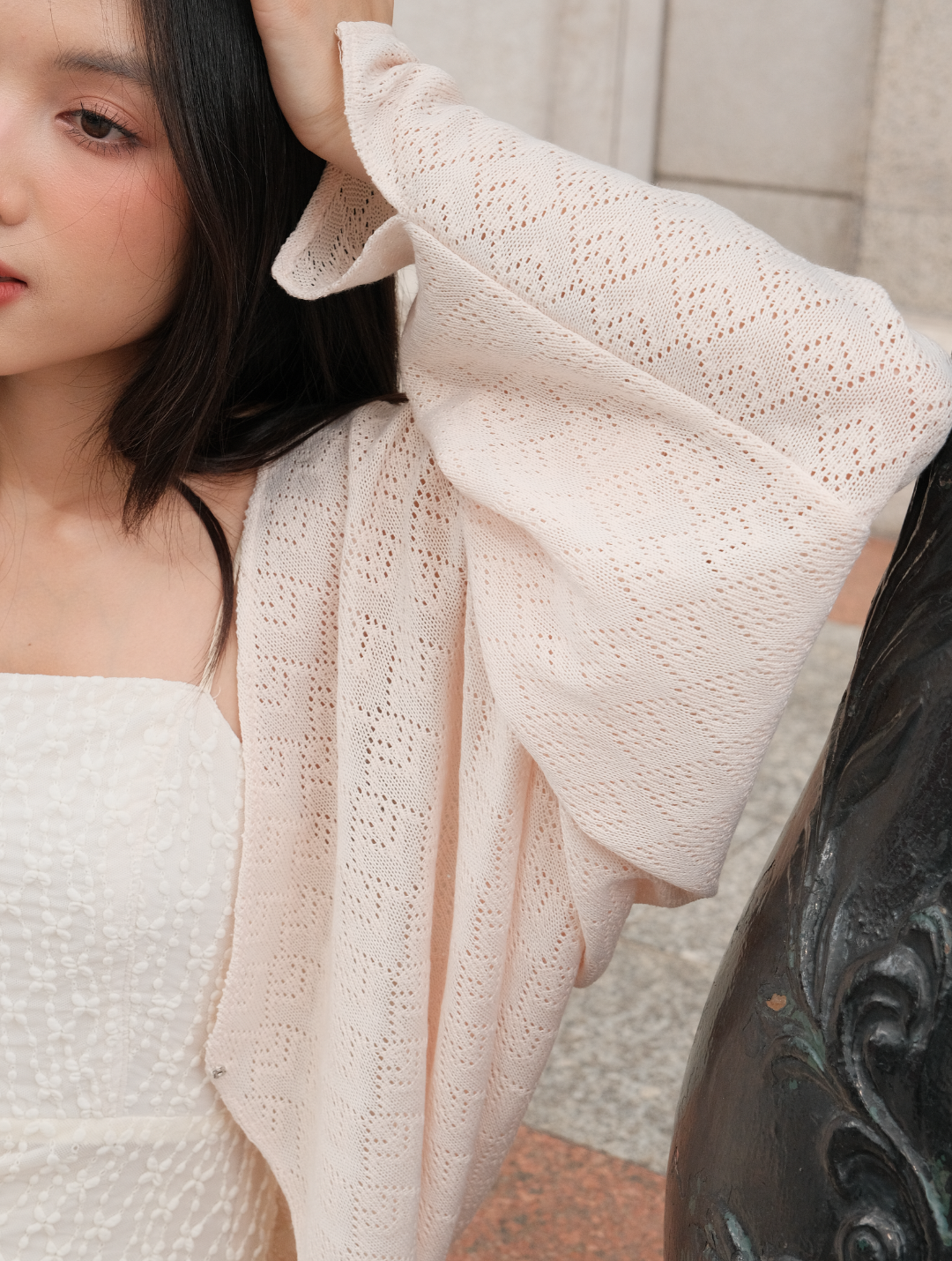 BEIGE LOTUS CARDIGAN