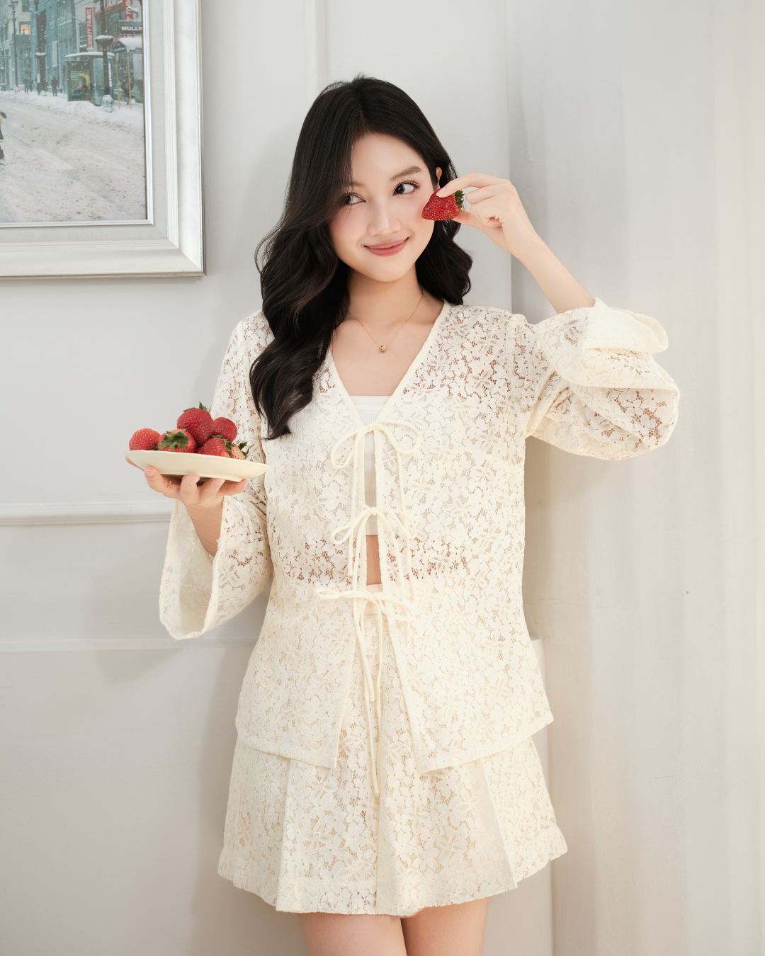 LACE CARDIGANS WITH BOW-TIE