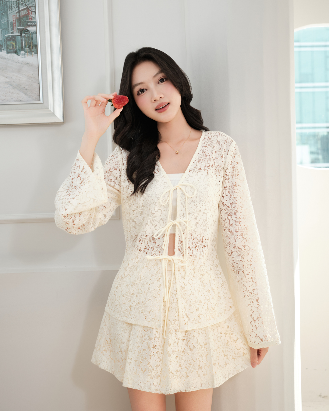 LACE CARDIGANS WITH BOW-TIE