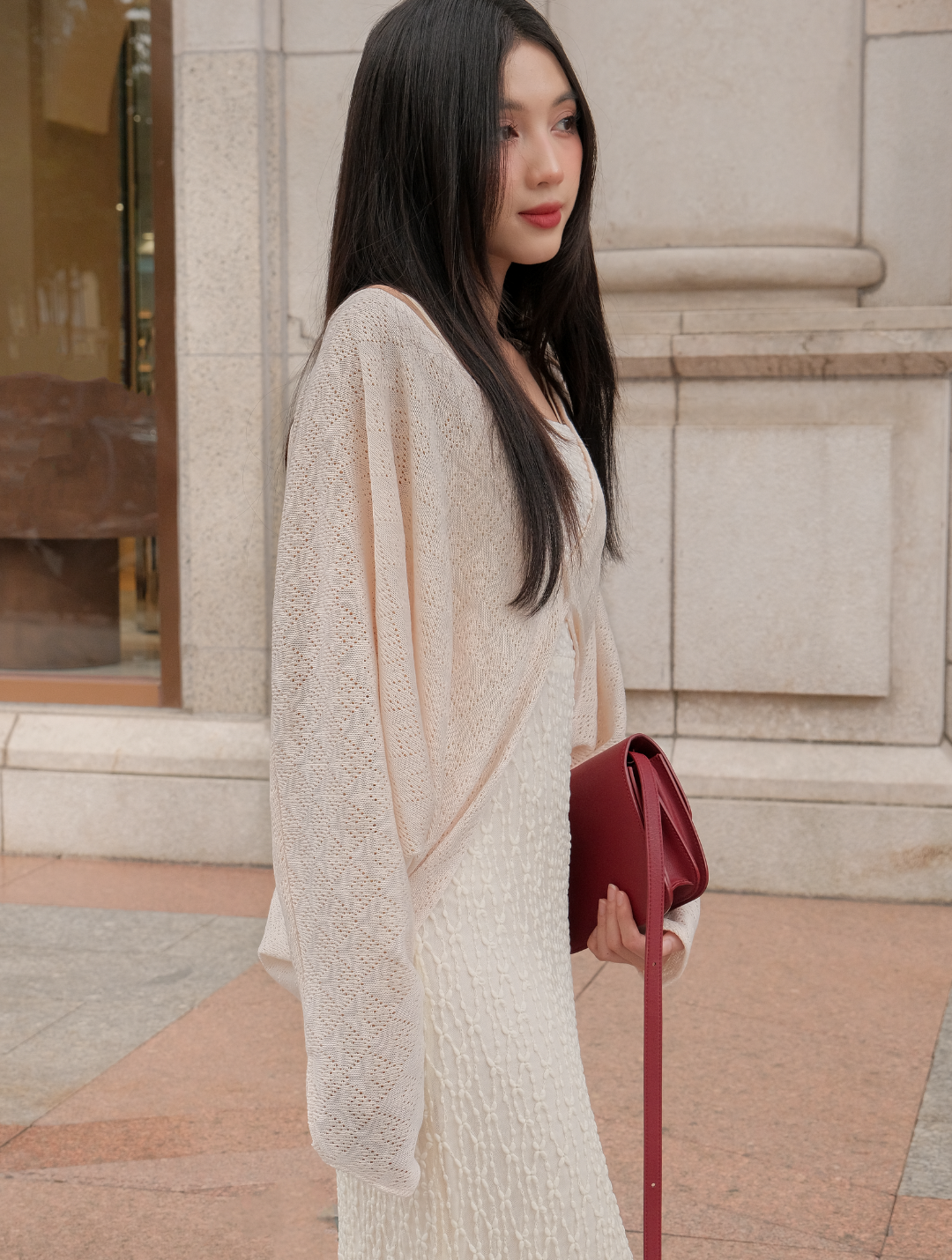 BEIGE LOTUS CARDIGAN