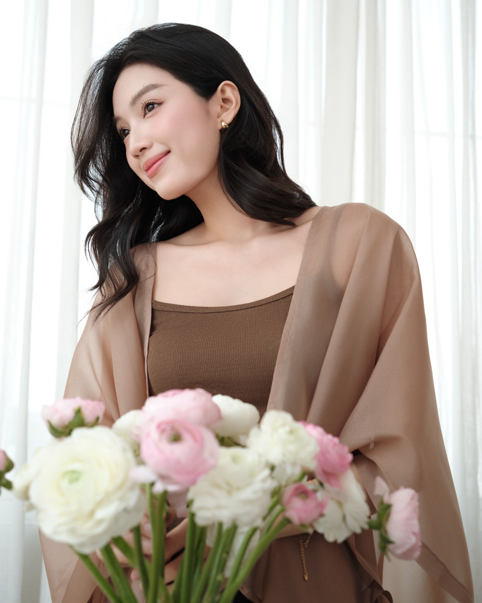 PETAL CARDIGAN - BROWN