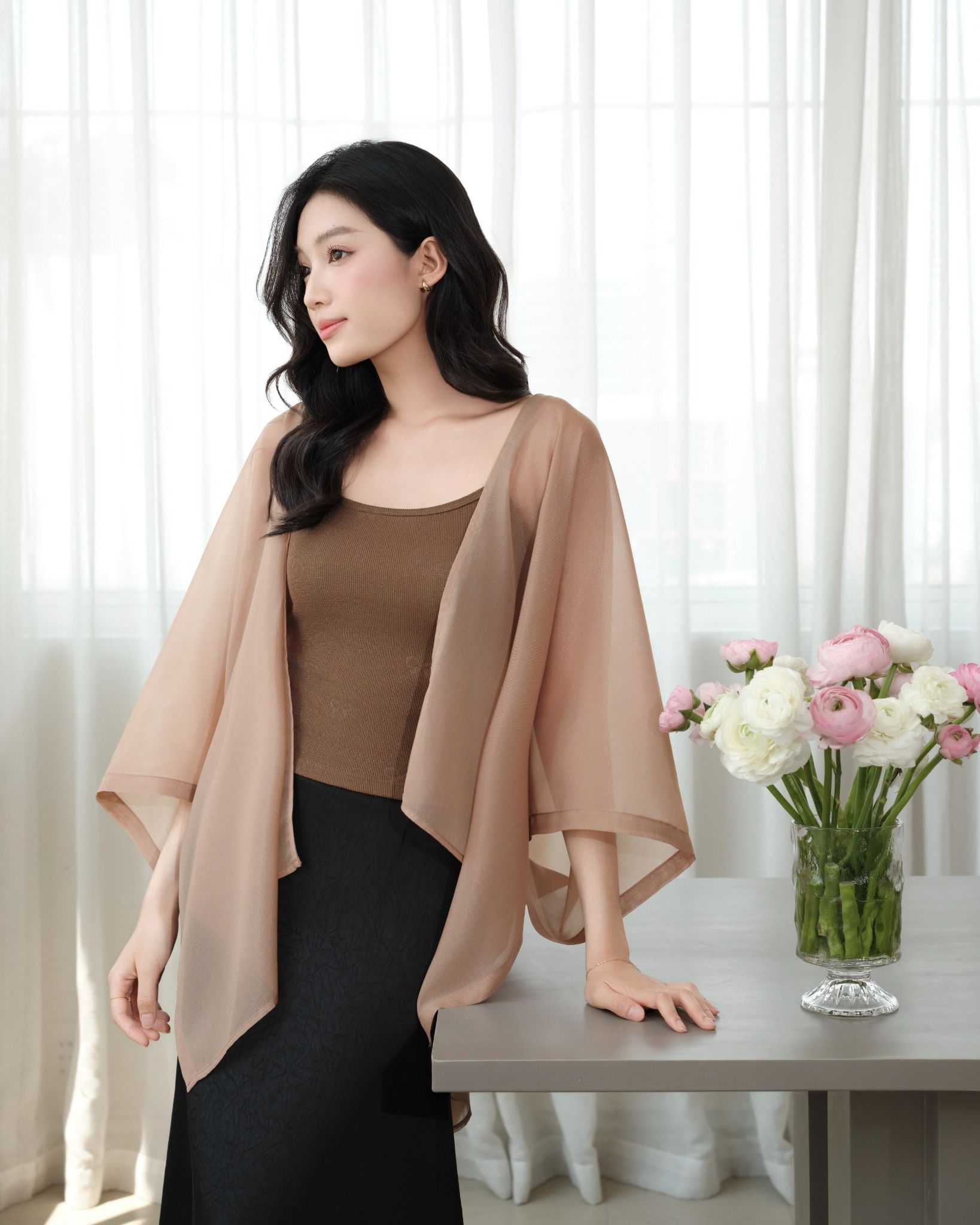 PETAL CARDIGAN - BROWN