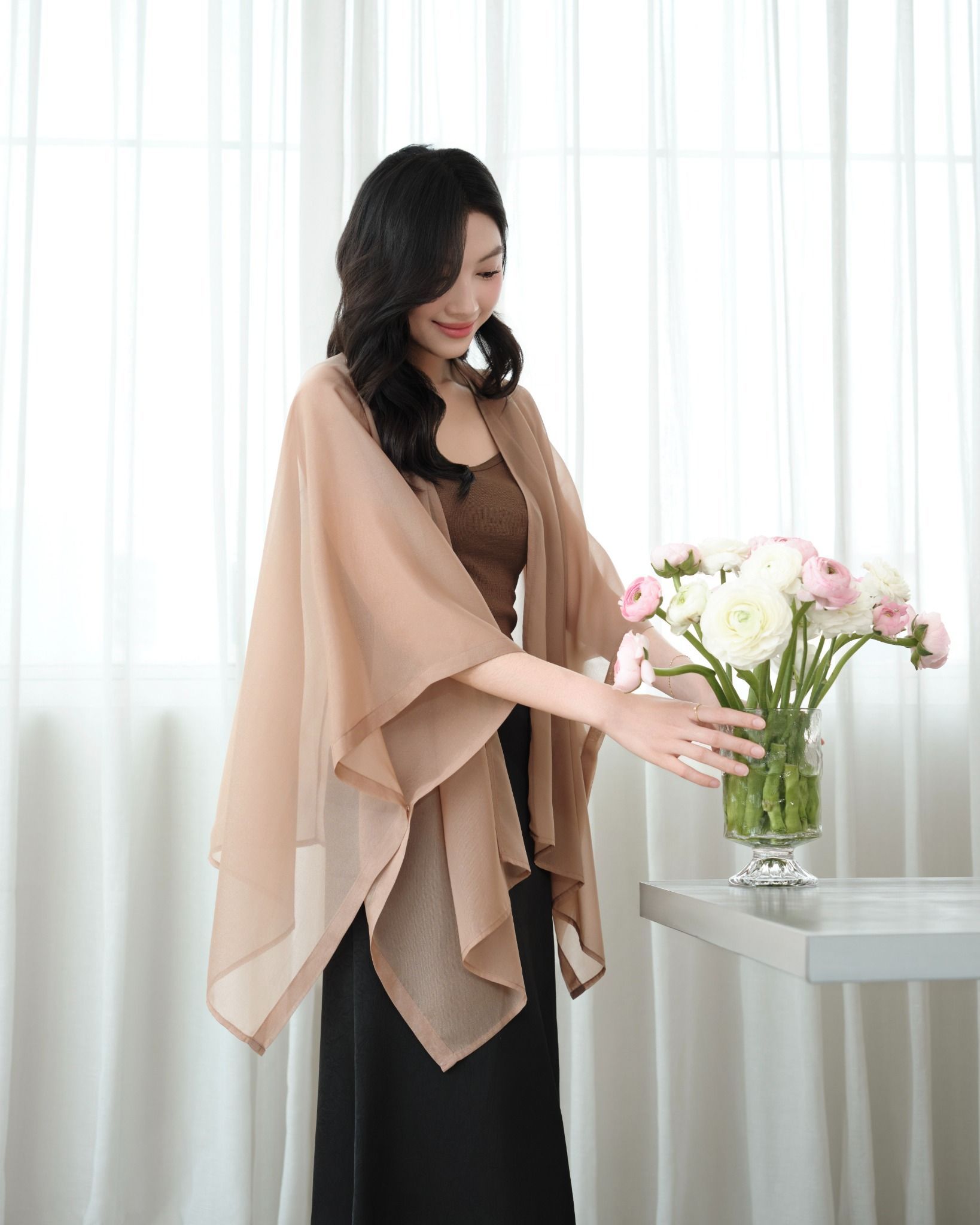 PETAL CARDIGAN - BROWN