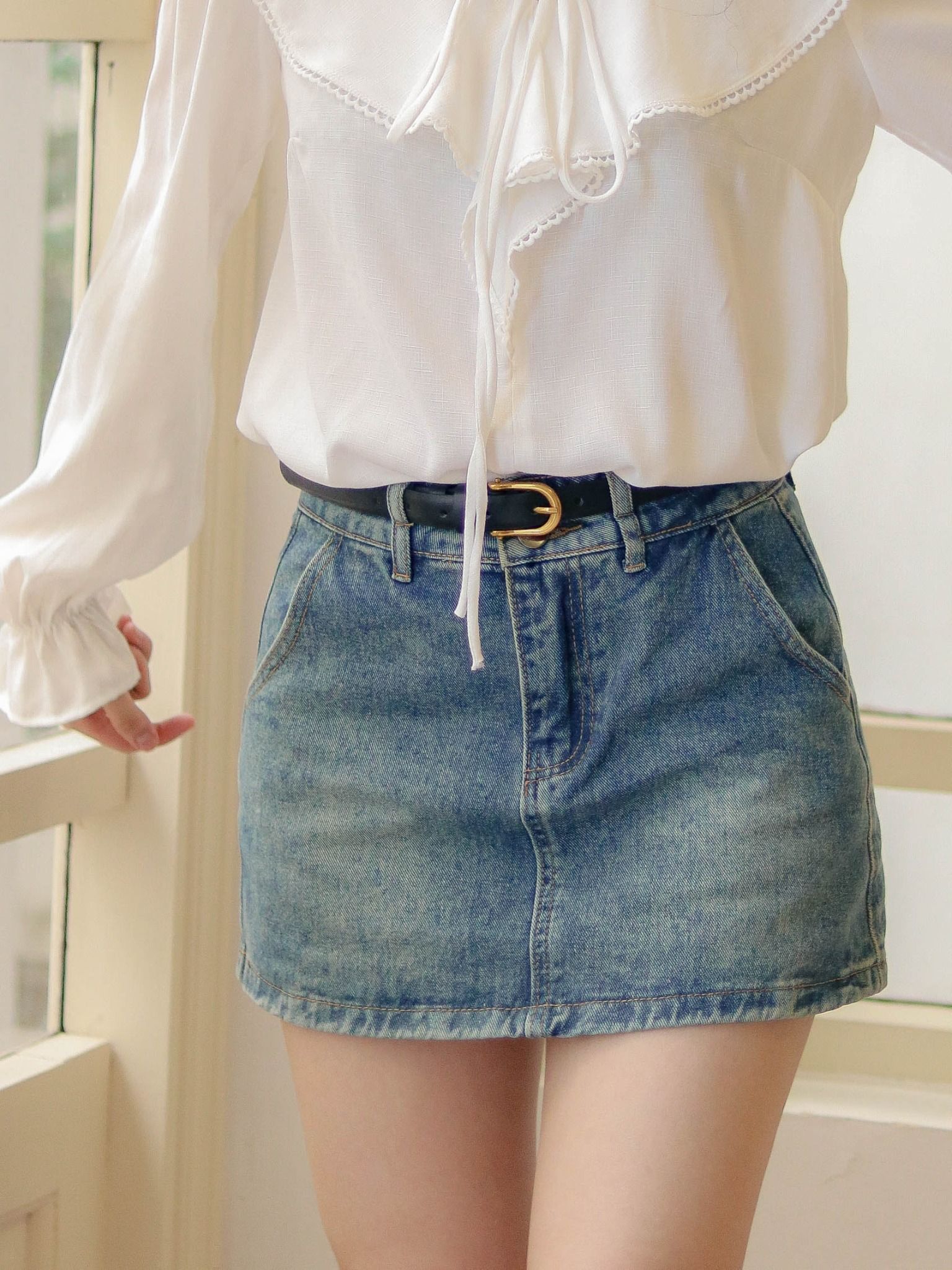 BUTTONS JEANS SKIRT