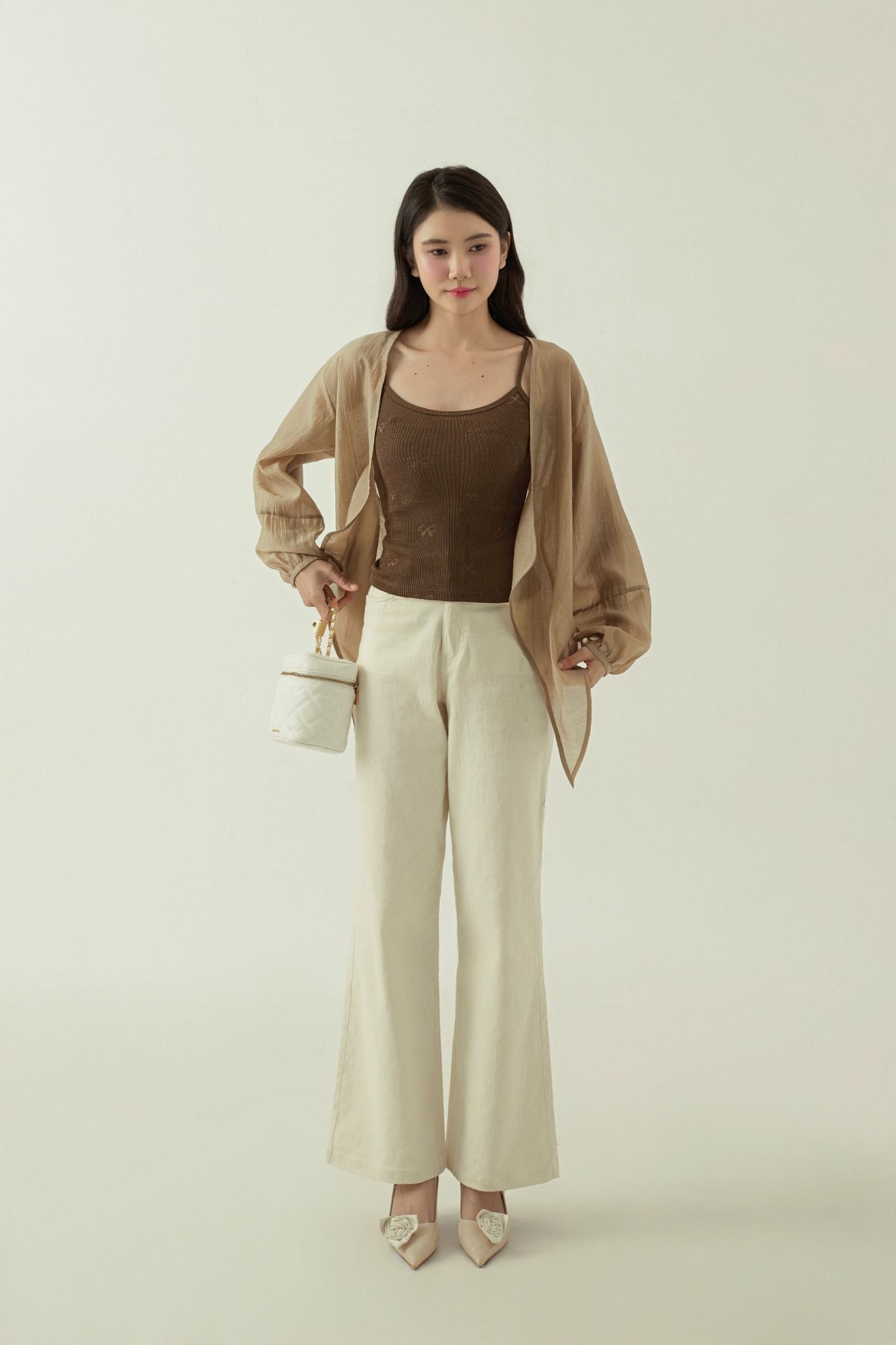 SHEER CARDIGAN - MILKY COFFEE