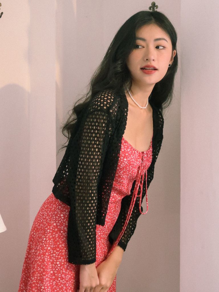 V-NECK LACE CARDIGAN