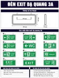 Đèn exit thoát hiểm dạ quang viền hợp kim nhôm bền chắc