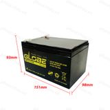 Bình acquy Khô Globe WP12-12 12V12AH, ( dùng cho loa kéo, bình phun thuốc, ups, xe đạp điện....)