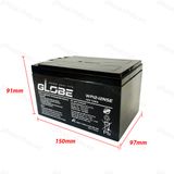 Bình acquy Khô Globe WP12-12 12V12AH, ( dùng cho loa kéo, bình phun thuốc, ups, xe đạp điện....)