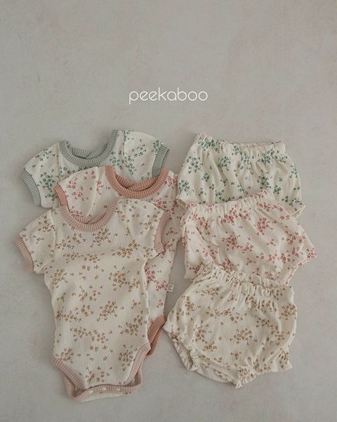  |Peekaboo| Bodysuit cúc đũng kèm quần Rose H23-049 