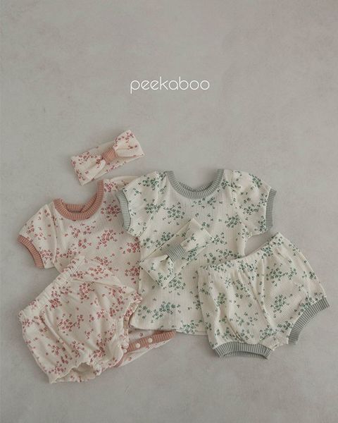  |Peekaboo| Bodysuit cúc đũng kèm quần Rose H23-049 