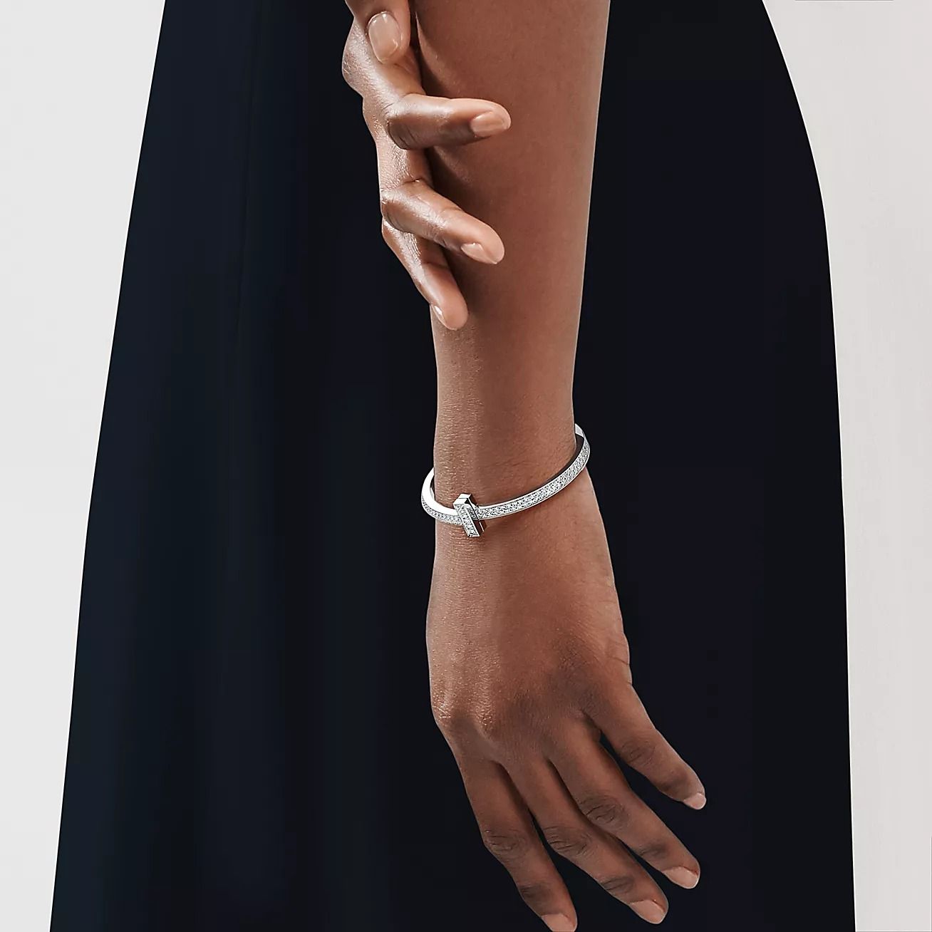 Tiffany T T1 Wide Diamond Hinged Bangle